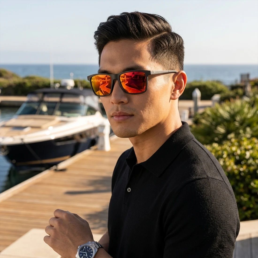 Kính mát MAUI JIM MJ875 02-RM – người mẫu đeo kính