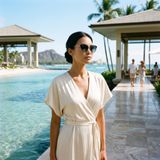 Kính mát MAUI JIM Olili MJ330 02-GS – người mẫu đeo kính