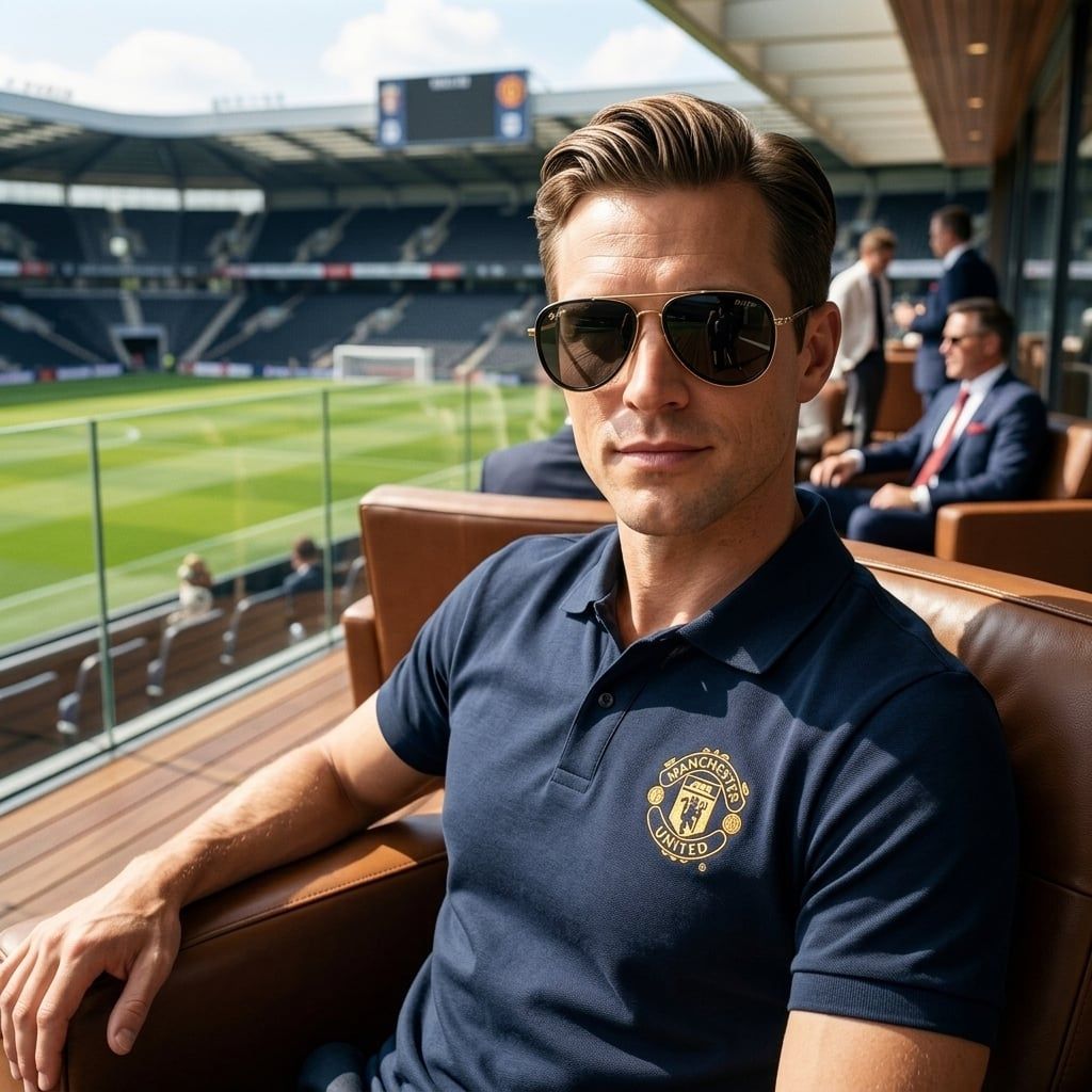 Kính mát MAUI JIM Fair Winds Manchester United MJ554 16UTD – người mẫu đeo kính