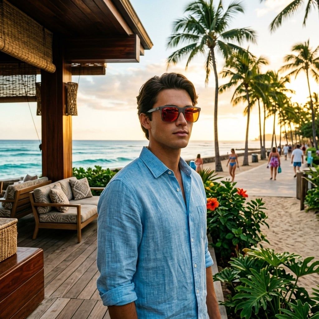 Kính mát MAUI JIM Pehu MJ602 14-RM – người mẫu đeo kính
