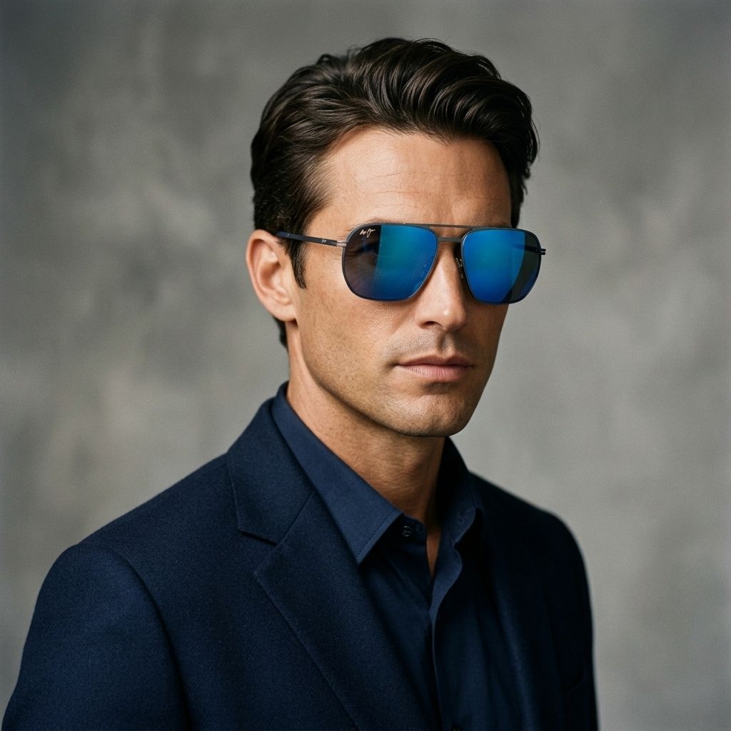 Kính mát MAUI JIM Shark's Cove MJ605 03-B – người mẫu đeo kính