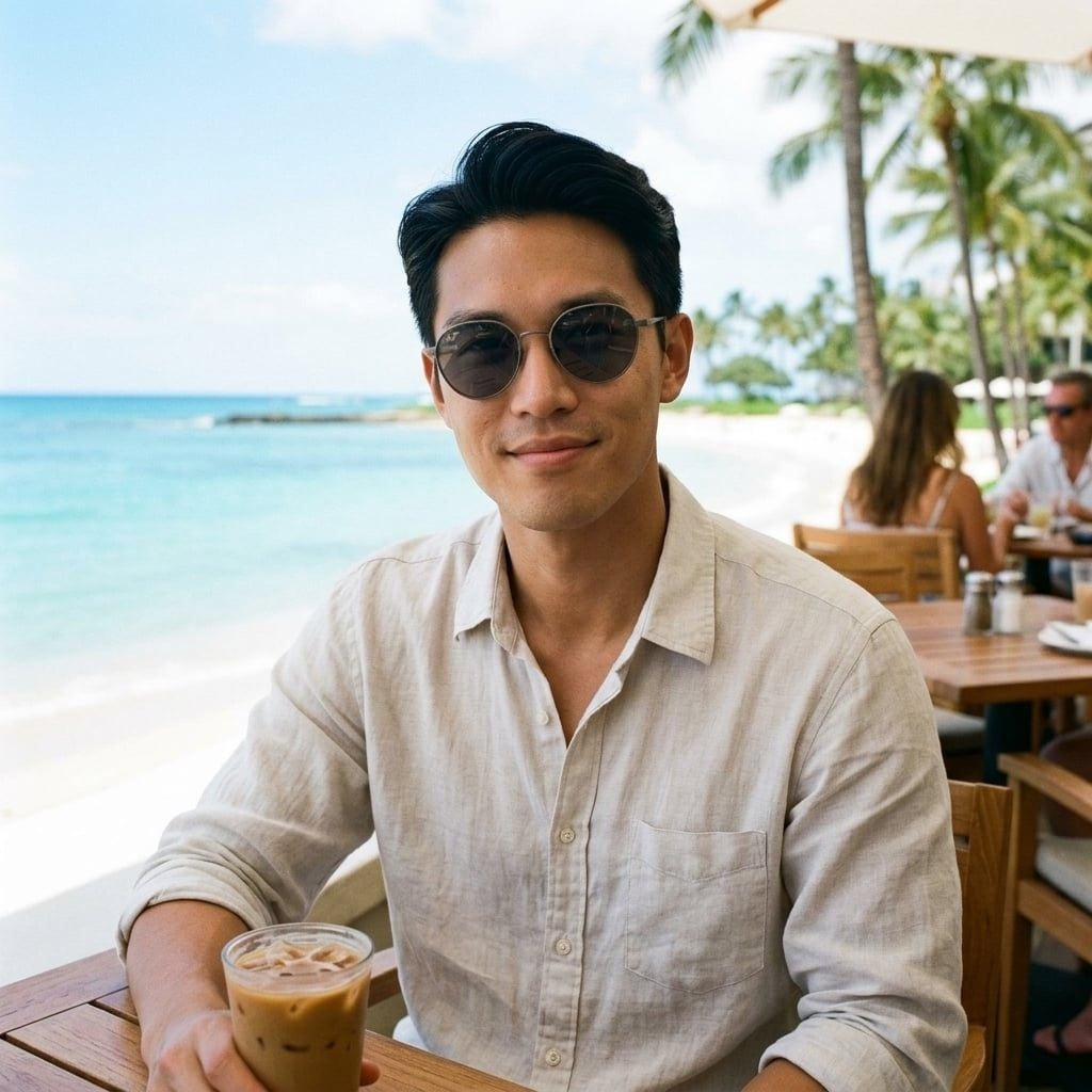 Kính mát MAUI JIM Kaulana Asian Fit MJ627 02-HTS – người mẫu đeo kính