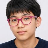 Gọng kính trẻ em Rayban Junior RY1631 7508 - Hồng cánh sen phối cao su xanh dương – người mẫu đeo kính