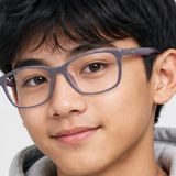 Gọng kính trẻ em Rayban Junior RY1644 7512 - Tím phối cao su hồng – người mẫu đeo kính