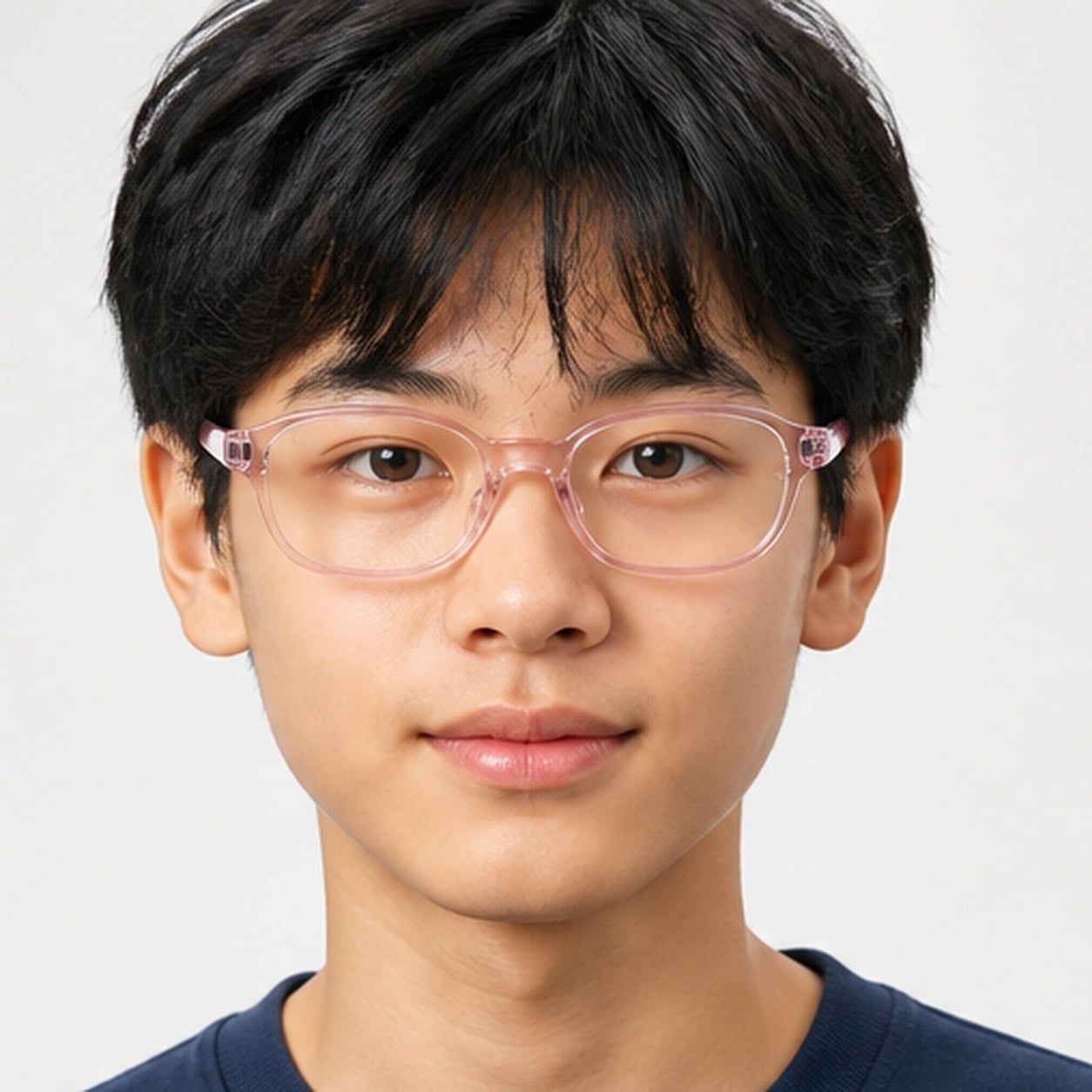 Gọng kính trẻ em Rayban Junior RY1904 7534 - Hồng trong suốt – người mẫu đeo kính