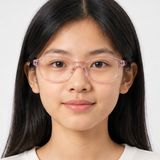Gọng kính trẻ em Rayban Junior RY1904 7534 - Hồng trong suốt – người mẫu đeo kính