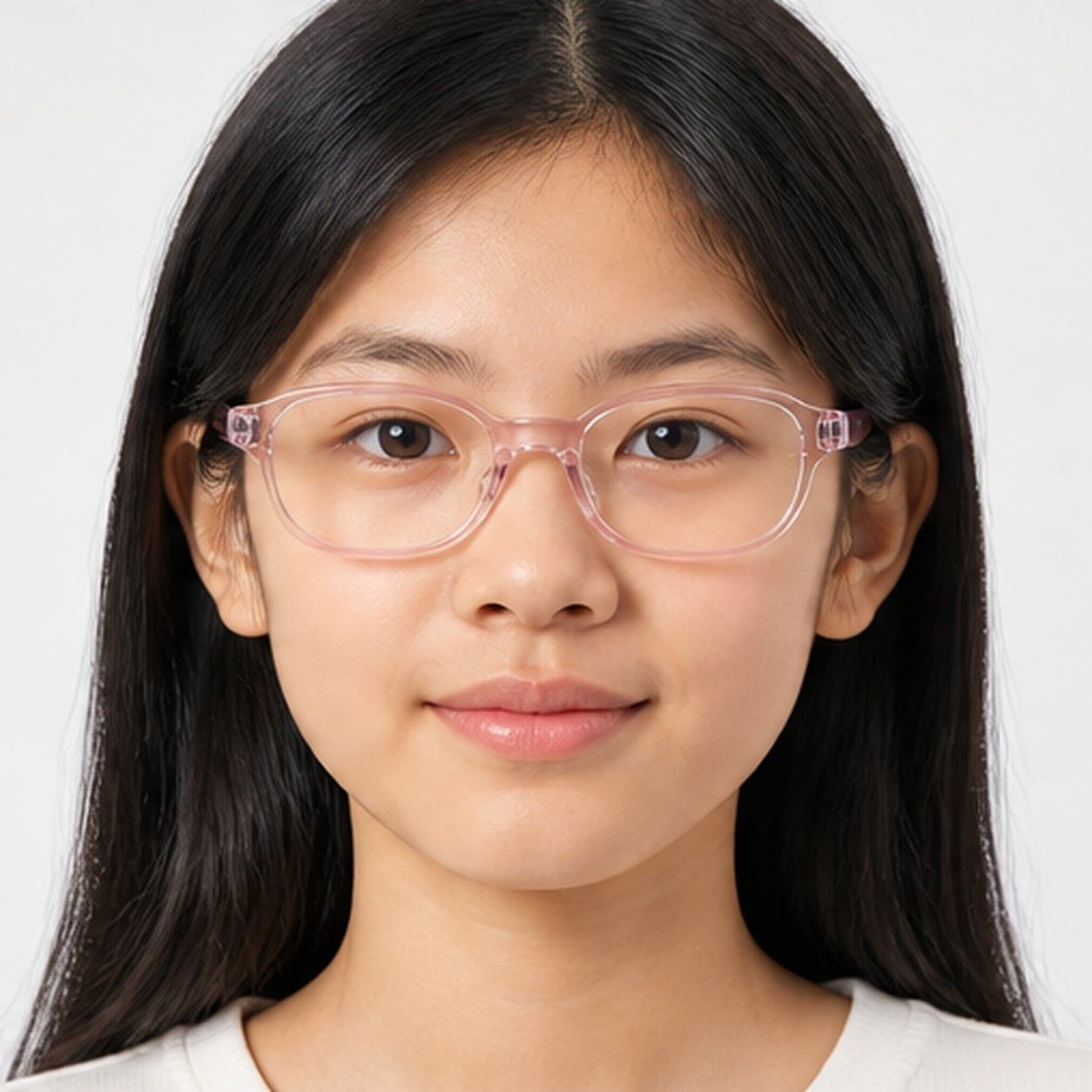 Gọng kính trẻ em Rayban Junior RY1904 7534 - Hồng trong suốt – người mẫu đeo kính