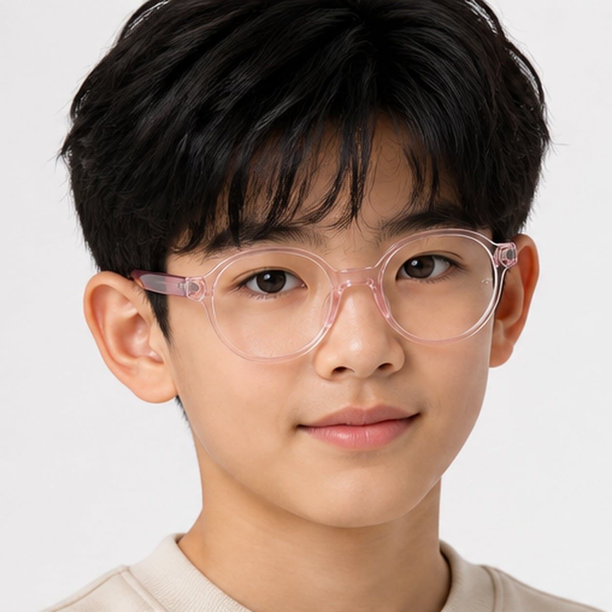 Gọng kính trẻ em Rayban Junior RY1905 7534 - Hồng trong suốt – người mẫu đeo kính