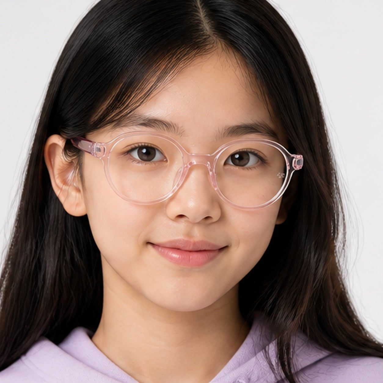 Gọng kính trẻ em Rayban Junior RY1905 7534 - Hồng trong suốt – người mẫu đeo kính