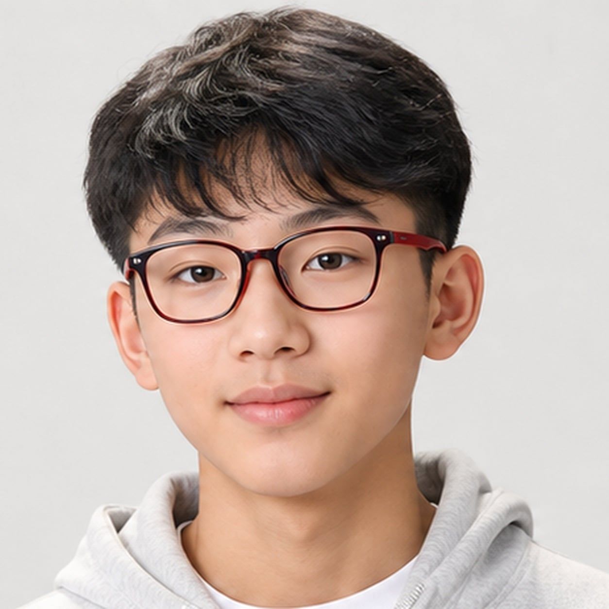 Gọng kính trẻ em Rayban Junior RY1626DC 387671 - Đỏ phối đen – người mẫu đeo kính