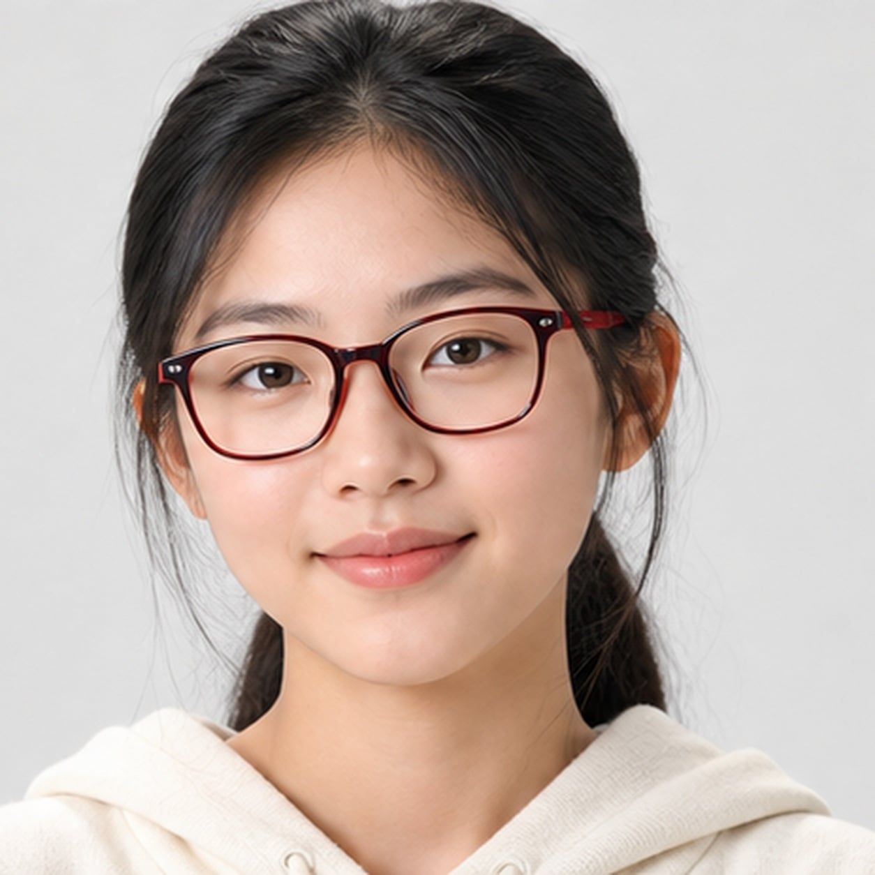 Gọng kính trẻ em Rayban Junior RY1626DC 387671 - Đỏ phối đen – người mẫu đeo kính