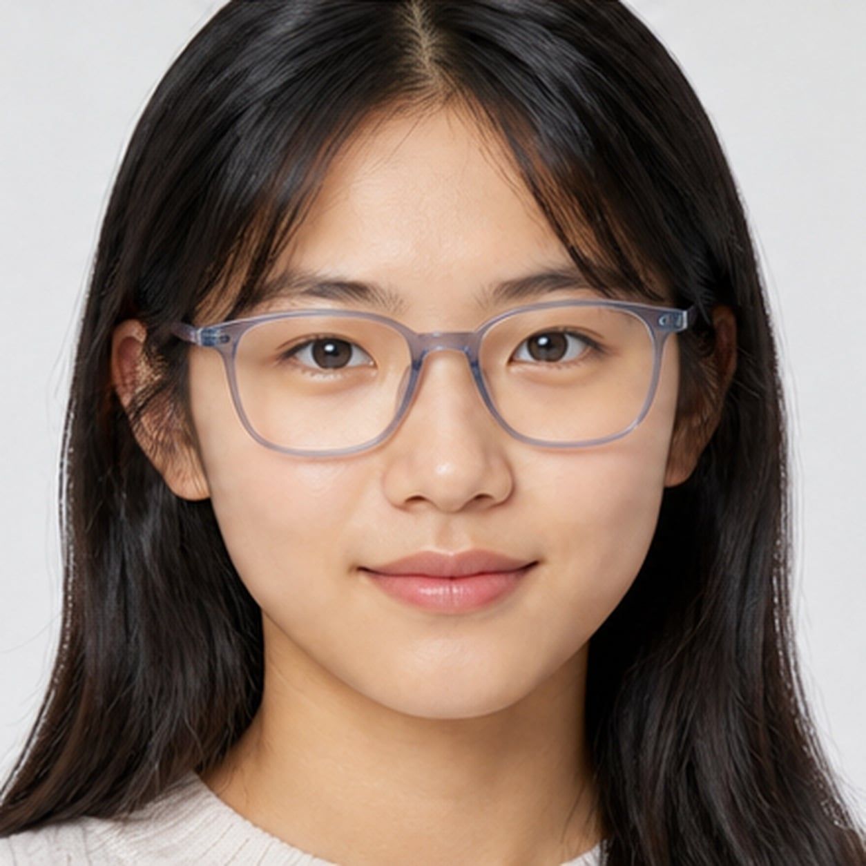 Gọng kính trẻ em Rayban Junior RY1626DC 390880 - Xanh dương nhạt phối xám – người mẫu đeo kính