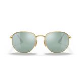 Kính mát Rayban Hexagonal RB3548N 001/30 - Vàng Arista bóng, tròng xám tráng gương – ảnh chính diện trên nền trắng