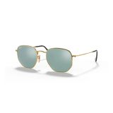 Kính mát Rayban Hexagonal RB3548N 001/30 - Vàng Arista bóng, tròng xám tráng gương – góc nghiêng 3/4