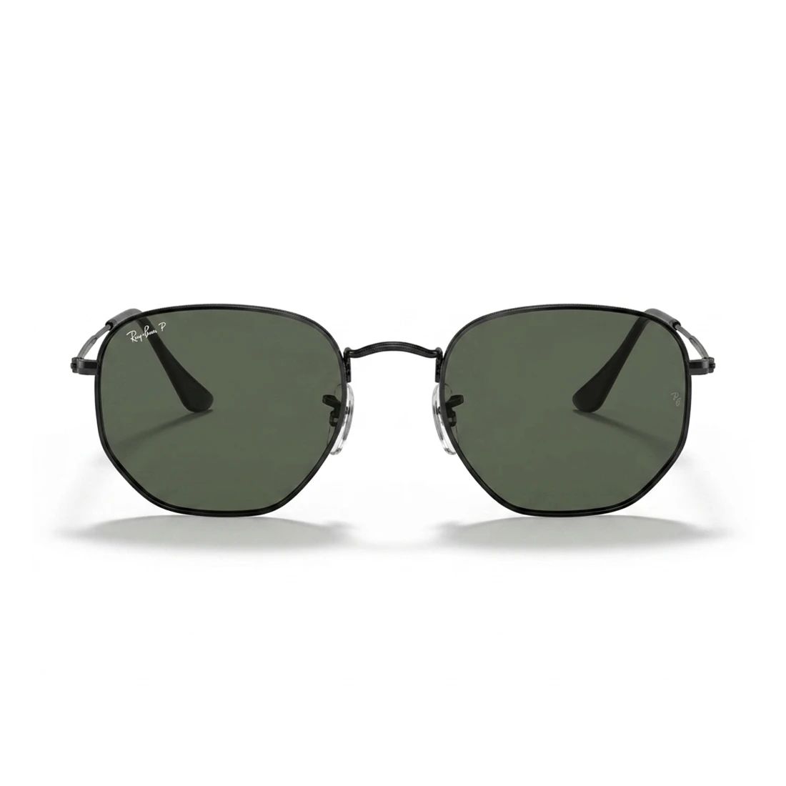 Kính mát Rayban Hexagonal RB3548N 002/58 - Đen bóng, tròng xanh G-15 – ảnh chính diện trên nền trắng