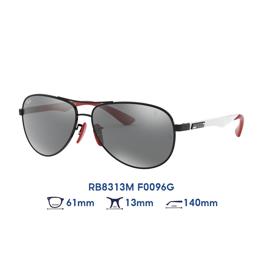 Kính mát RAYBAN Scuderia Ferrari RB8313M F0096G – Đen trắng