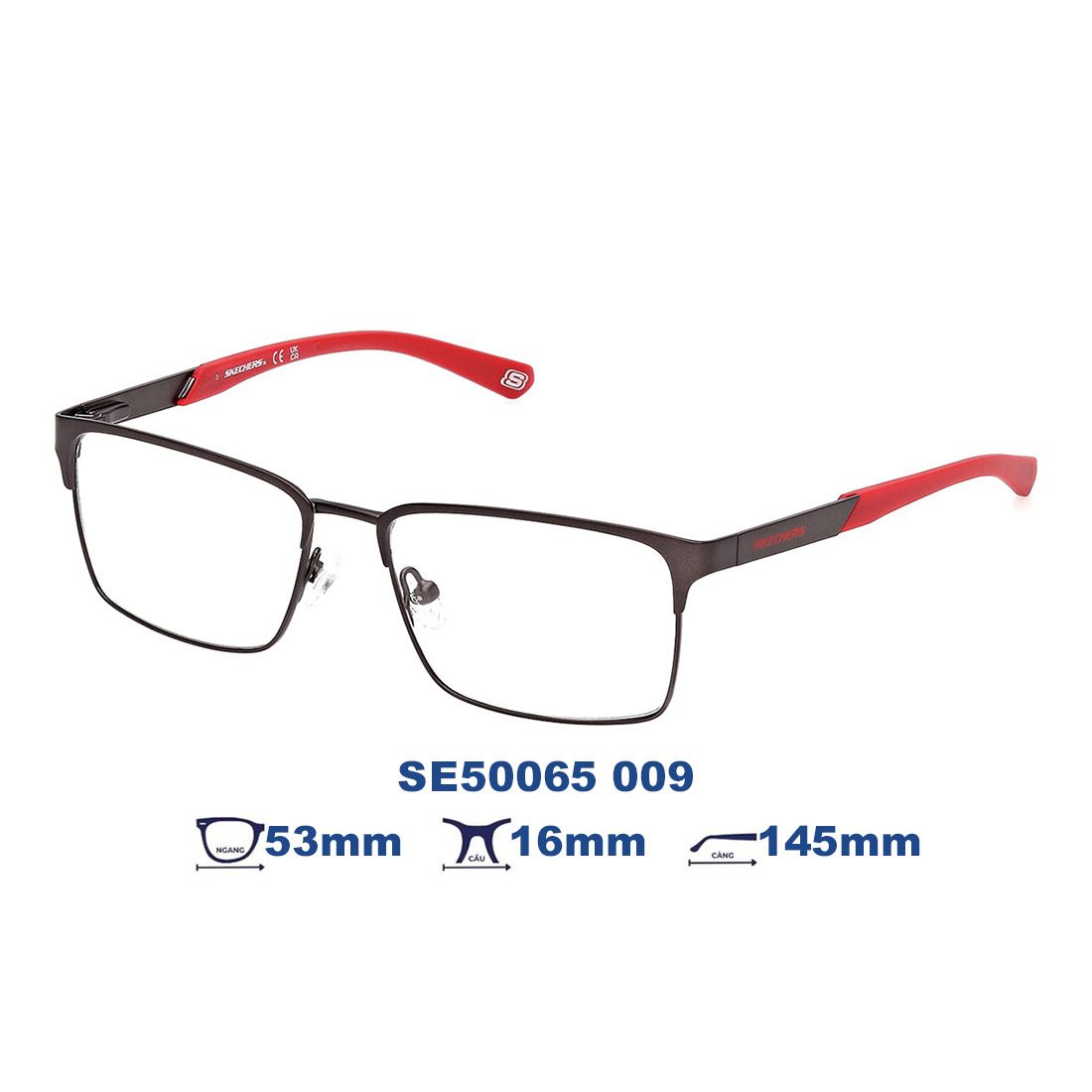 Gọng kính SKECHERS SE50065 009 màu đỏ đen