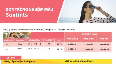 Tròng kính Essilor Suntints nhuộm màu Váng phủ MaxAz