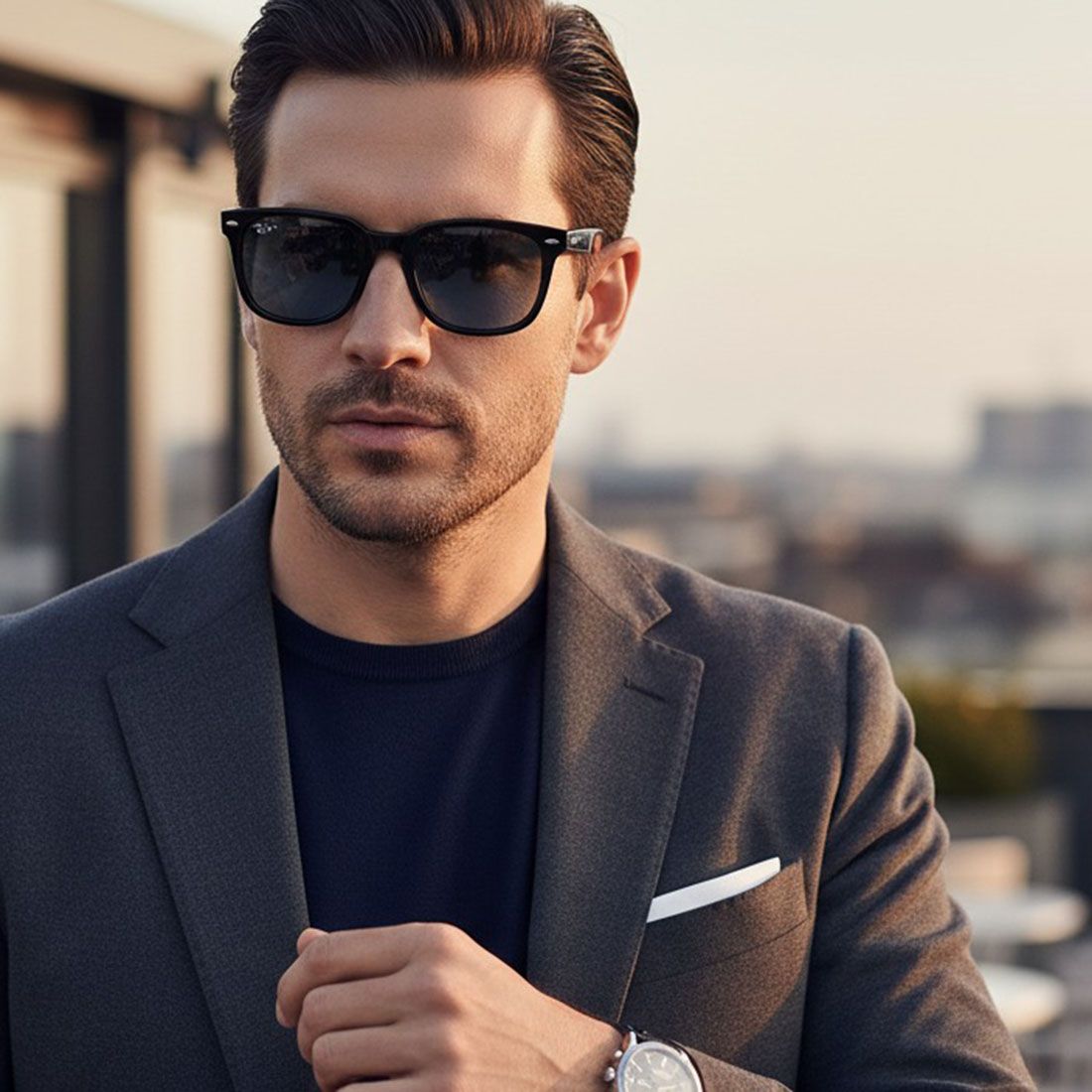 RayBan RB4401D kính mát vuông oversized với khung acetate cao cấp