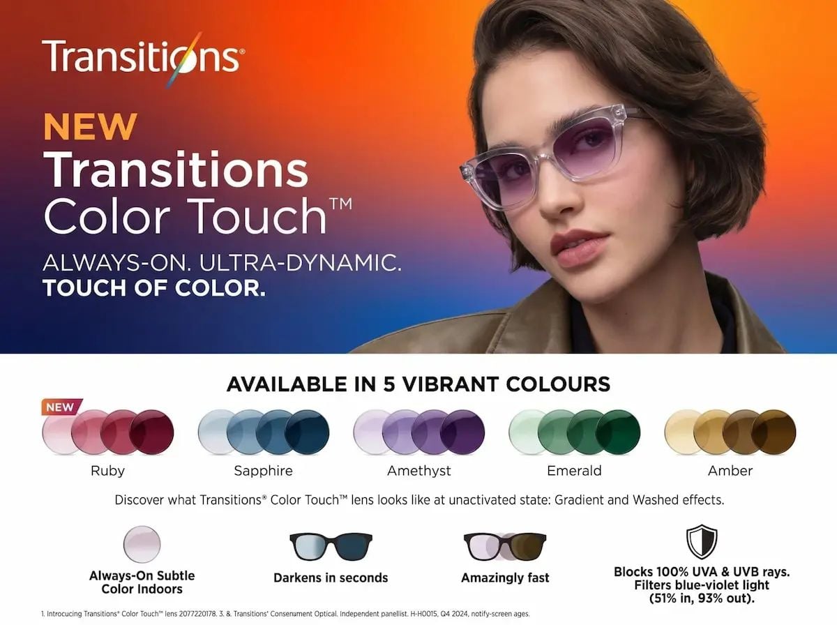 Bộ màu Essilor Transitions Color Touch và ưu đãi 20% tại Liên Sơn