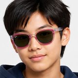 Kính clip-on trẻ em Rayban Junior RY1631C 750871 - Hồng cánh sen phối cao su xanh dương – người mẫu đeo kính