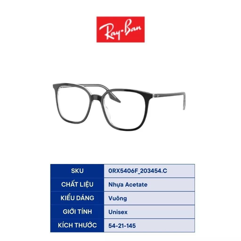  Gọng Kính Unisex RAYBAN 0RX5406F, Gọng Kính Cận, Gọng Kính Vuông Cao Cấp 