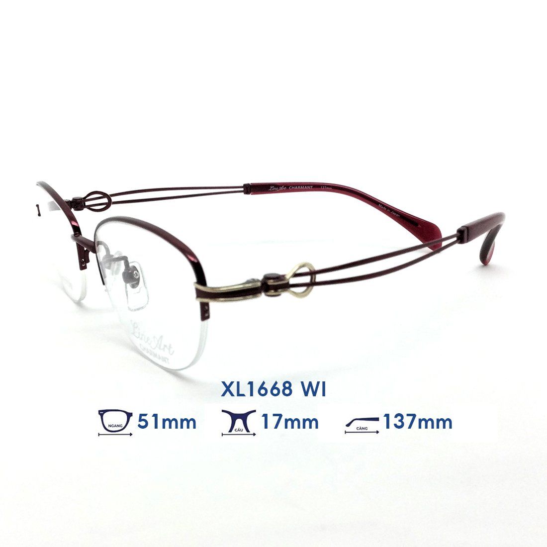  Gọng kính Charmant Line Art XL1668 WI 
