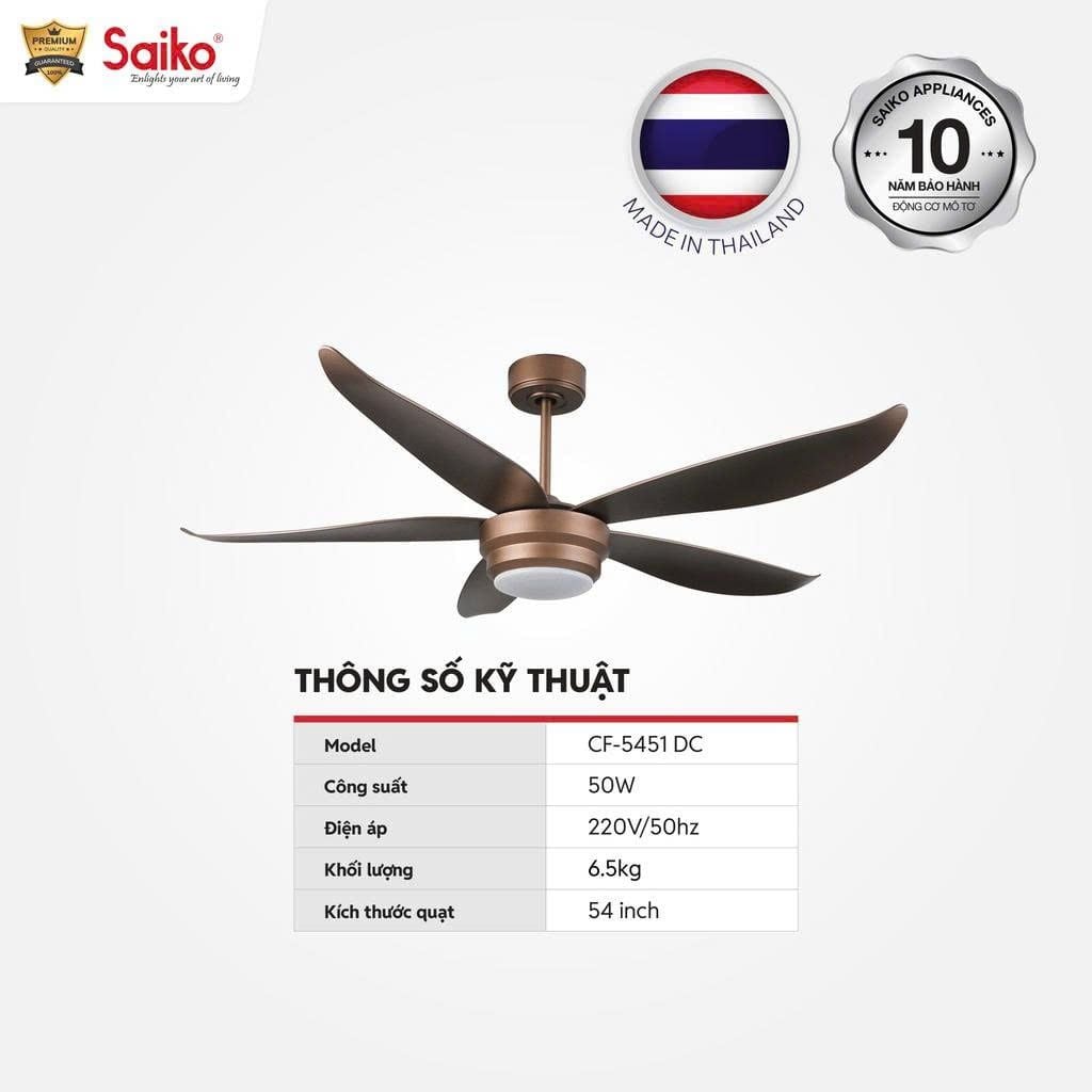 quat tran den led 5 canh saiko cf 5451 dc 54 inch