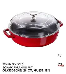 chao gang staub 24cm co nap kinh mau do