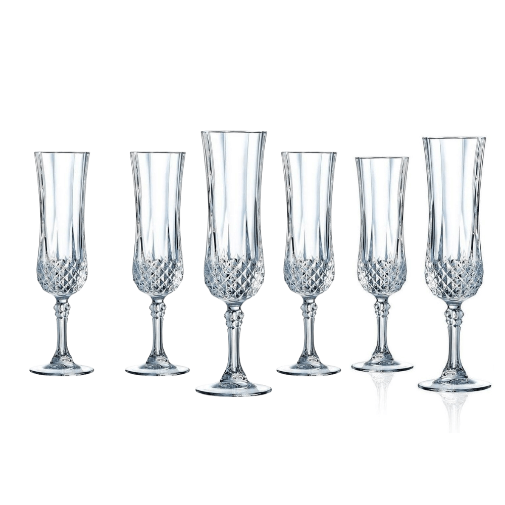 set 6 ly champagne longchamp cristal d arques paris 120ml