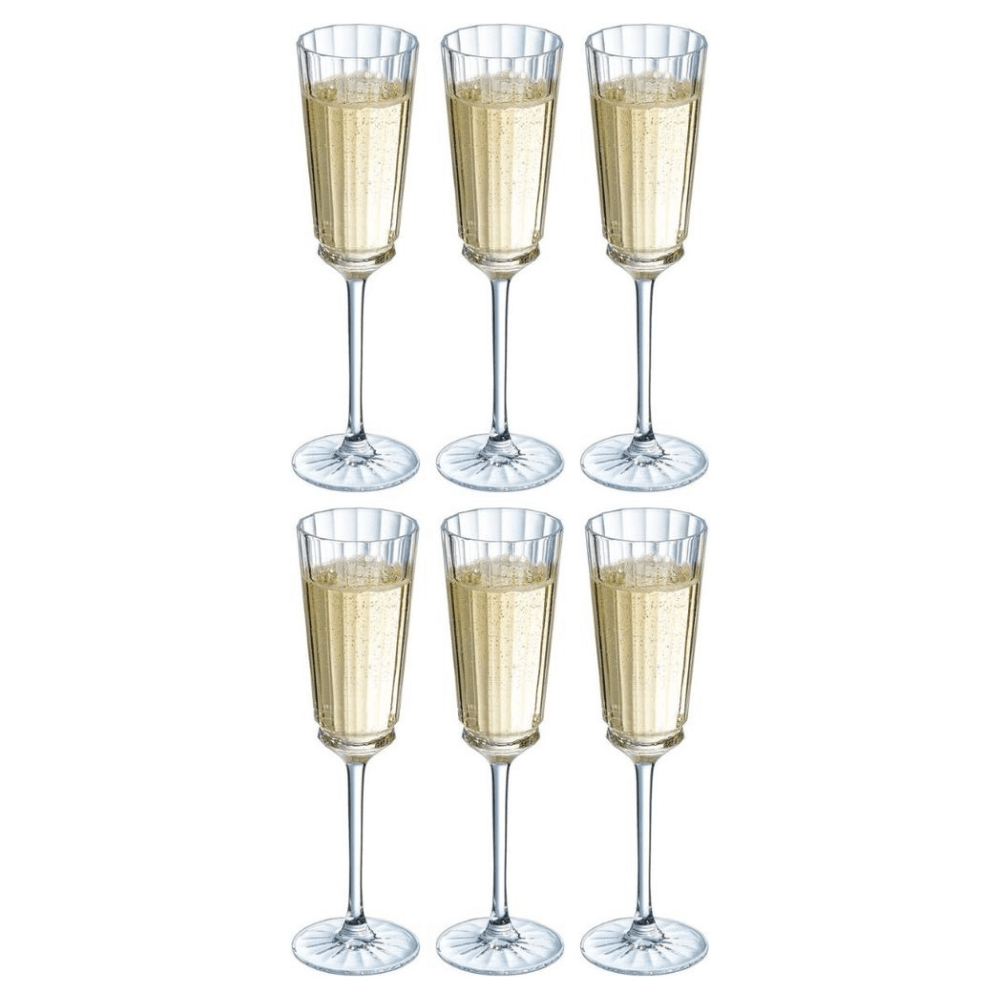bo 6 ly champagne pha le phap cristal d arques macassar 170ml