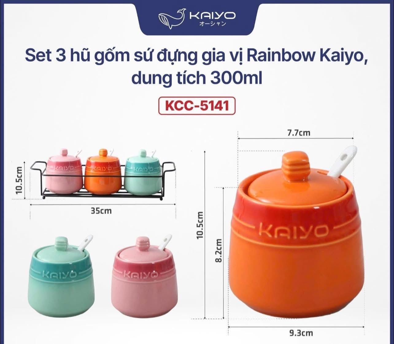 set 3 hu gia vi rainbowl cao cap chinh hang kaiyo