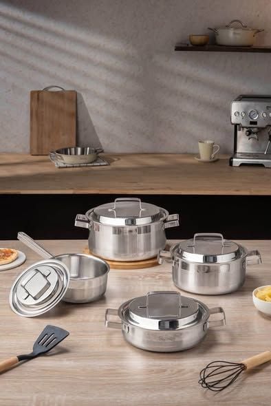 bo noi michelangelo home chef 4 mon 106041 tang 1 chao inox michelangelo smart pro 26cm