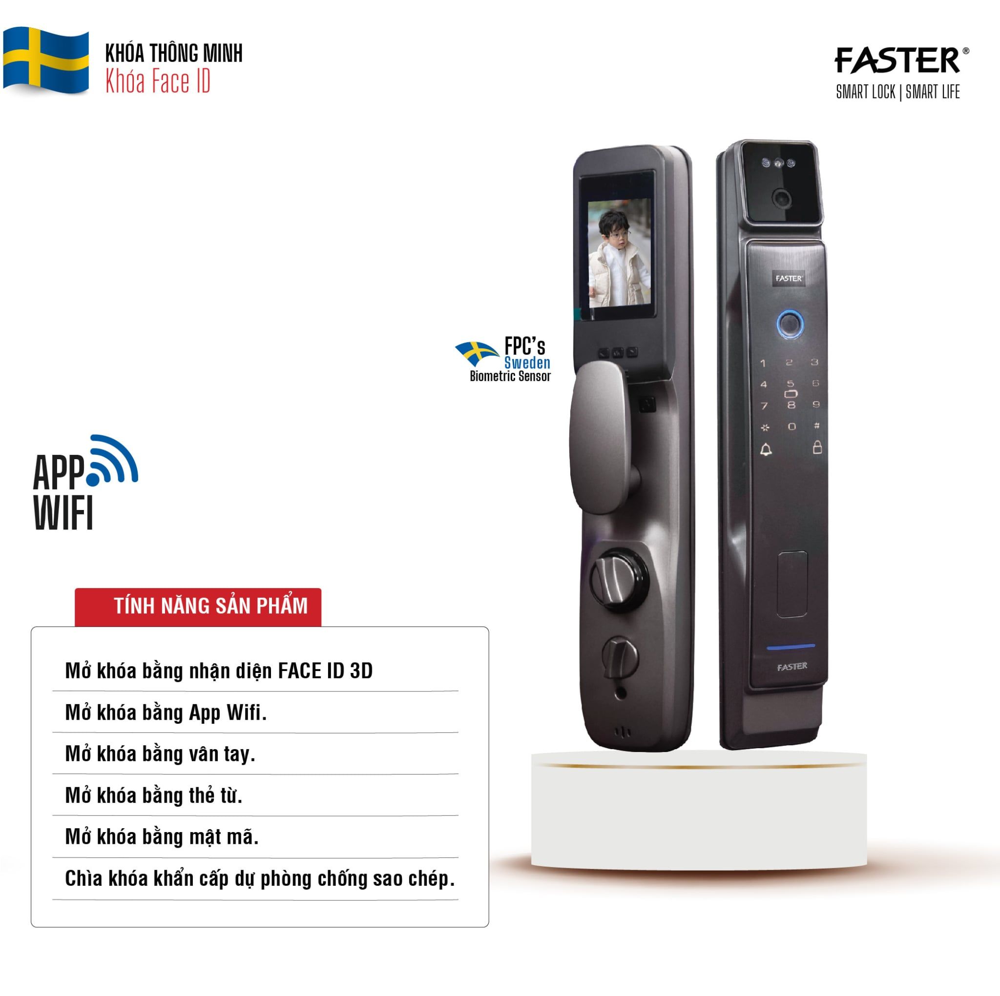 khoa cua nhan dien khuon mat faster fs008fd3d sv face id