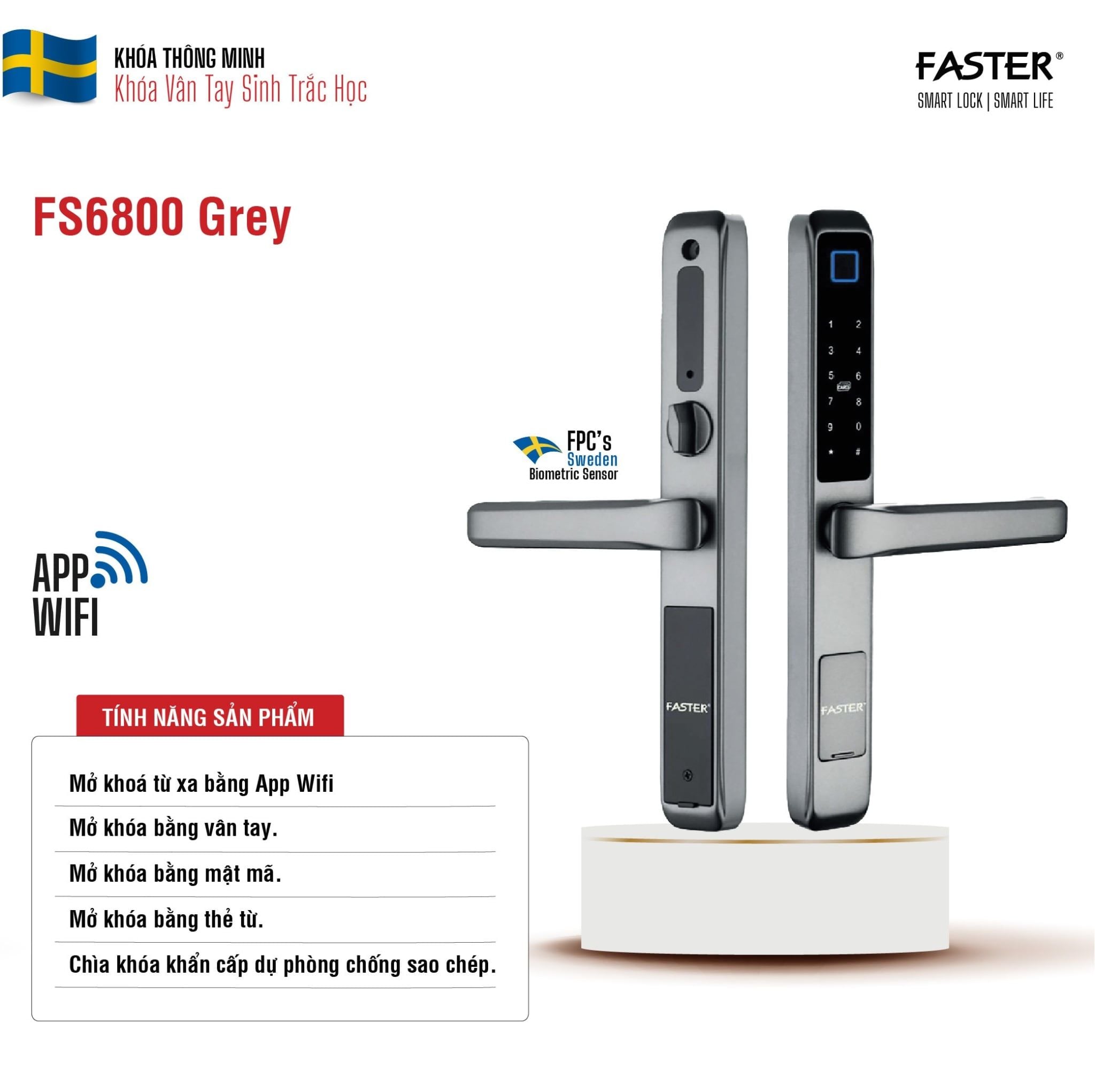 khoa van tay cua nhom faster fs6800 grey