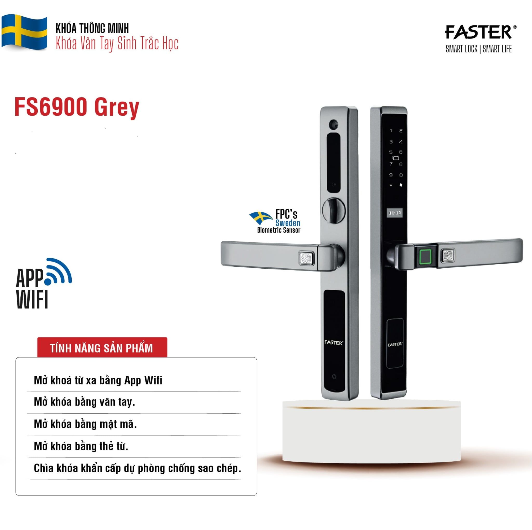 khoa van tay cua nhom faster fs6900 grey