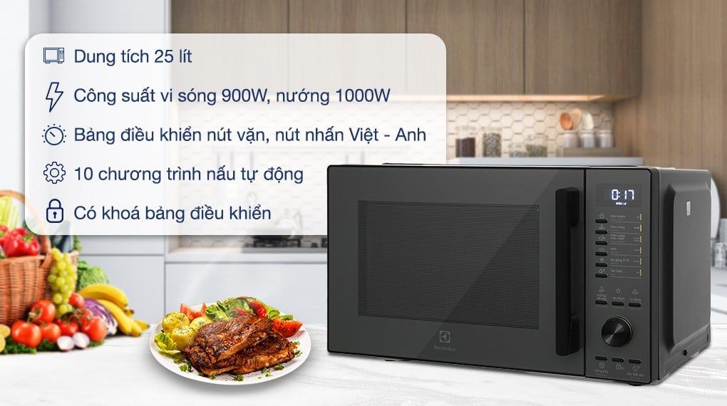 lo vi song co nuong electrolux emg25d22bm 25 lit