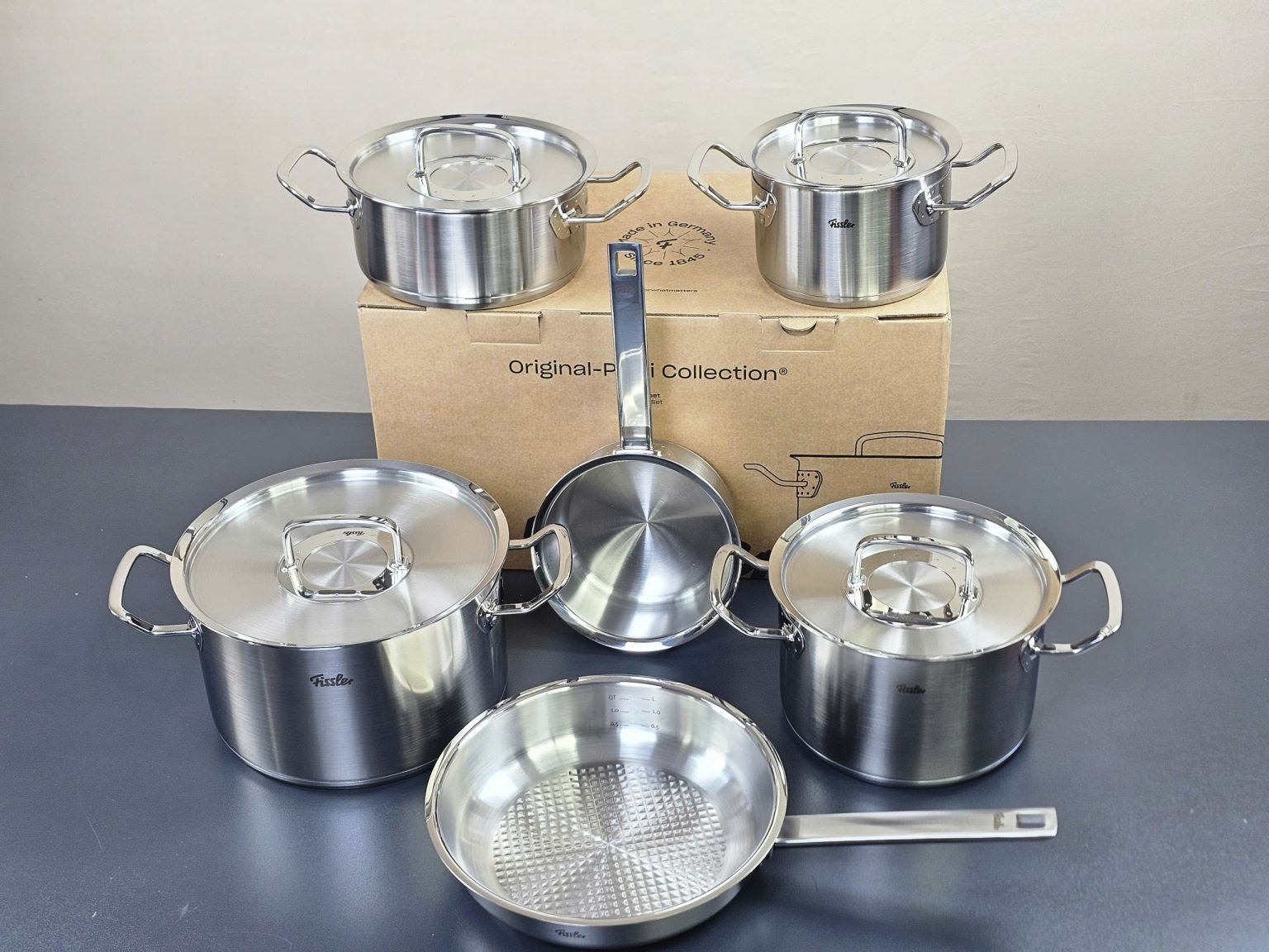 bo noi fissler profi 4 noi 1 quanh 1 chao inox profi nap inox