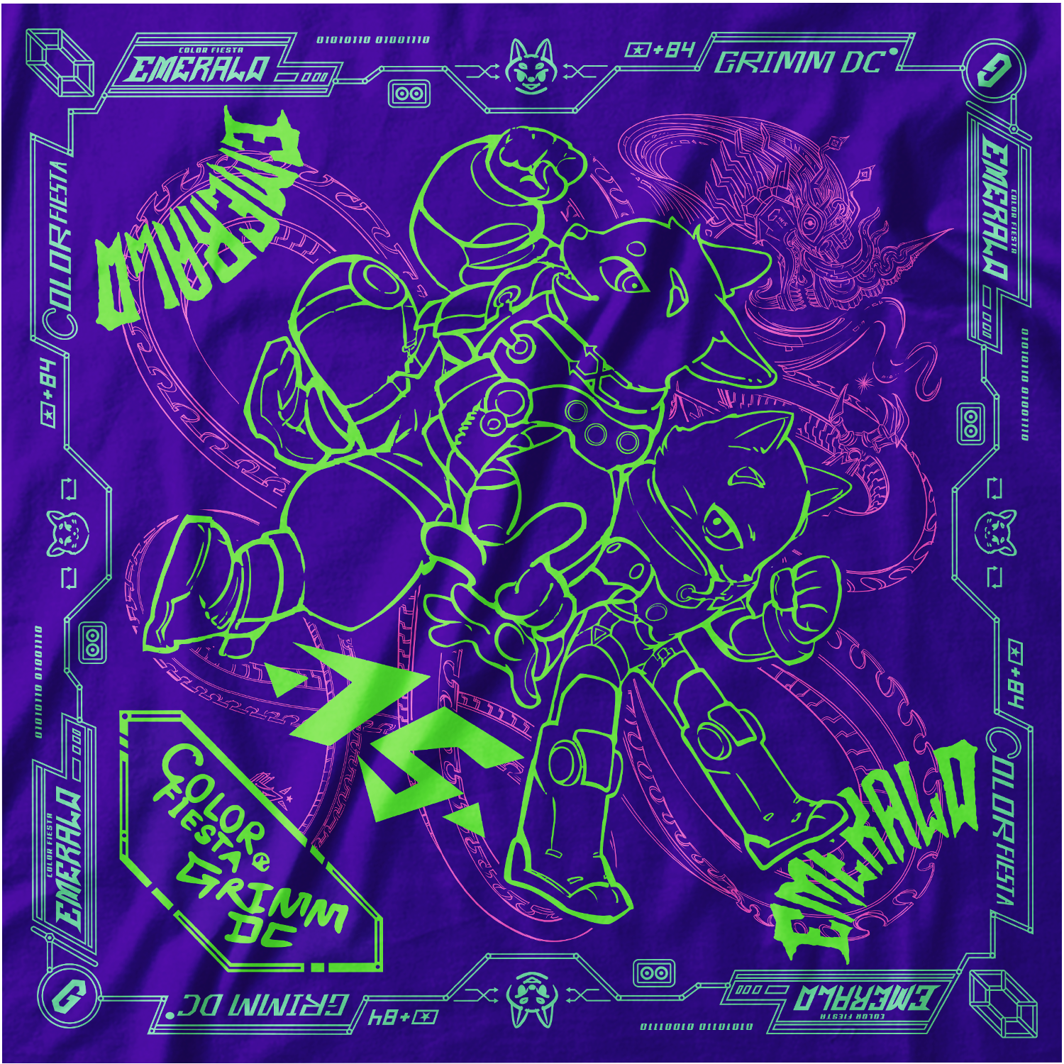 Color Fiesta x Grimm DC // Khăn lụa cao cấp 70x70cm