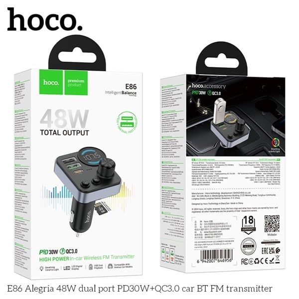 Cóc Sạc Xe Ô Tô - Hoco E86 - Sạc Nhanh 48W