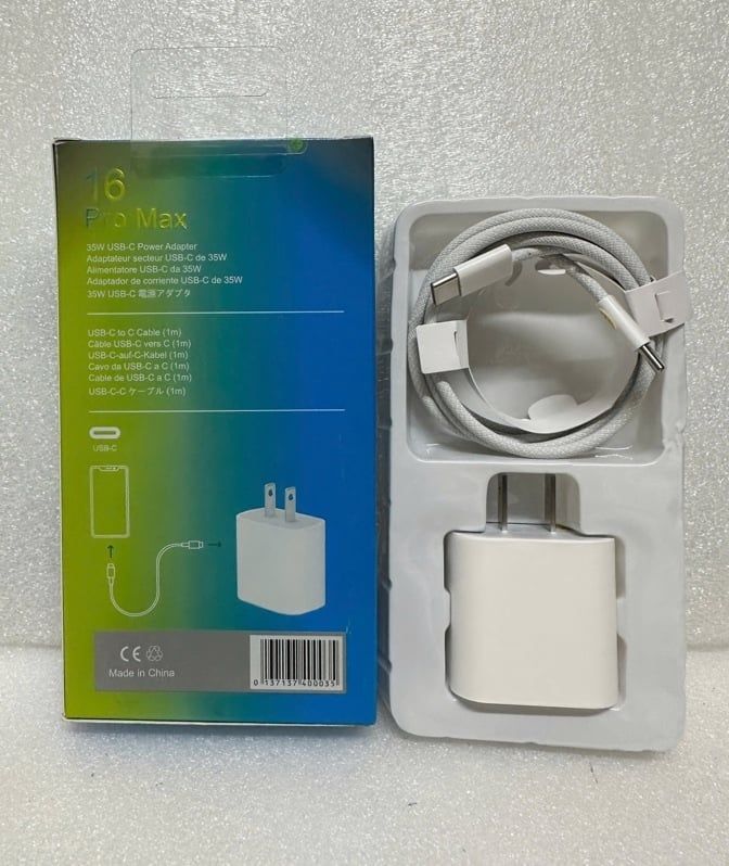 Sạc Bộ C2C : Iphone 16PM 35W - C to C / IP16PM - Chân Dẹt - Cáp Dù