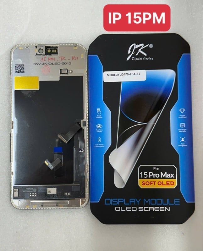Màn Hình Iphone 15 Pro Max - JK / Oled Phôi Dẻo / 120Hz ( sàn được ic )