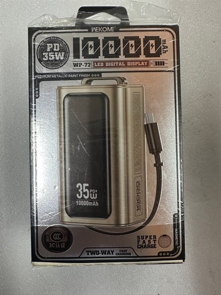 Pin Dự Phòng WEKOME WP - 72 - Sạc Siêu Nhanh 35W - 10000mAh (kèm dây rút gọn)