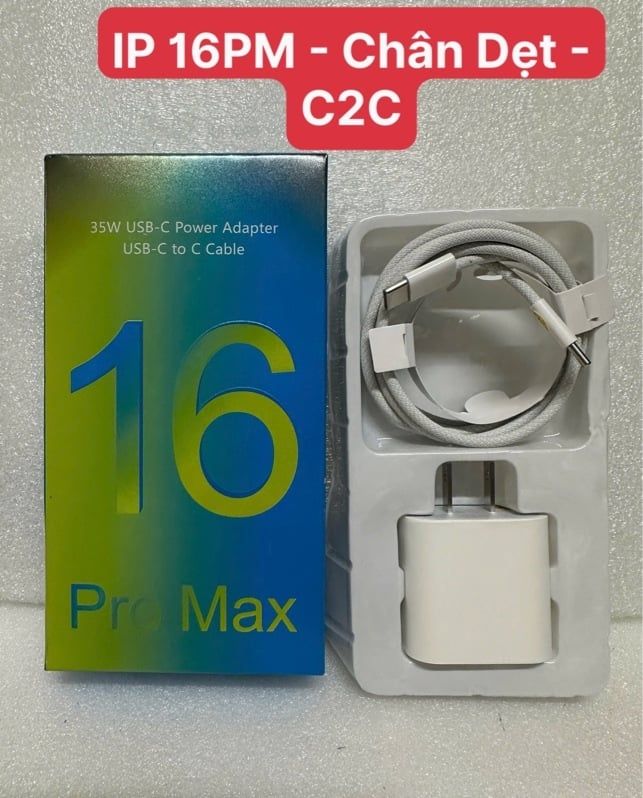 Sạc Bộ C2C : Iphone 16PM 35W - C to C / IP16PM - Chân Dẹt - Cáp Dù