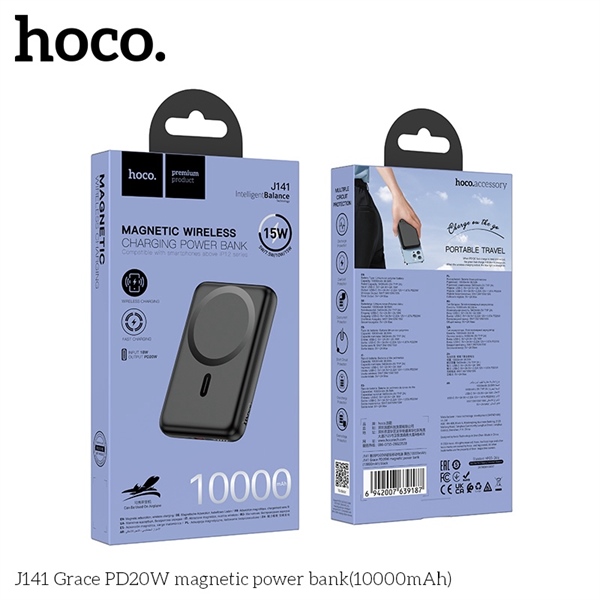 Pin Dự Phòng Hoco J141/ Sạc Không Dây - Sạc Nhanh 14W - 10000mAh