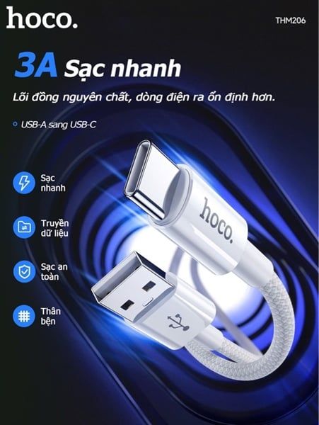 Cáp Sạc USB.C - Hoco THM206 - Dù 1m