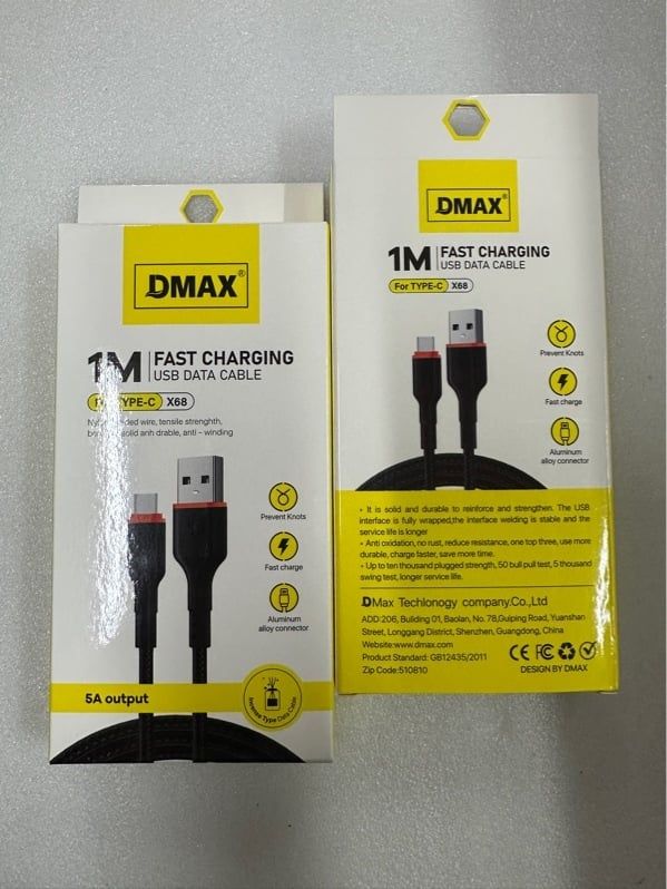 Cáp Sạc Dmax X68 - USB.C - 5A - dù 1m (sl10-1/20-2/30-3)