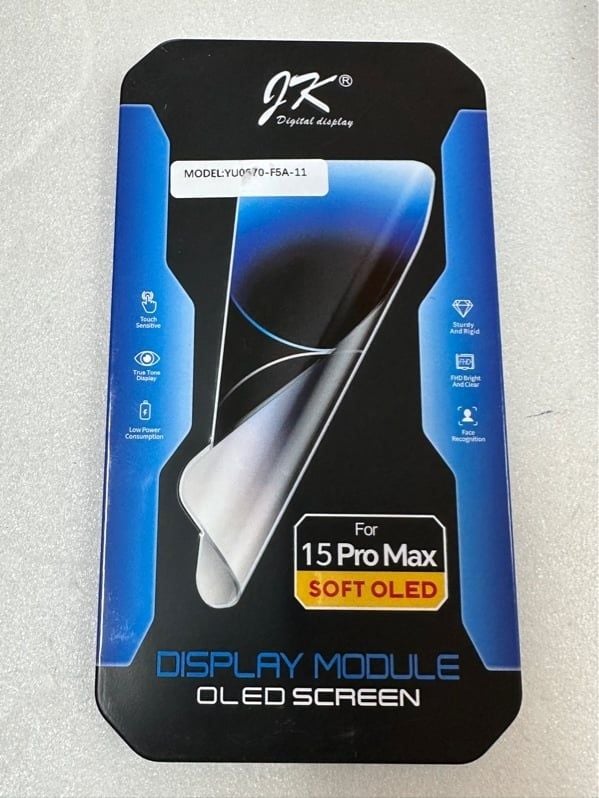 Màn Hình Iphone 15 Pro Max - JK / Oled Phôi Dẻo / 120Hz ( sàn được ic )