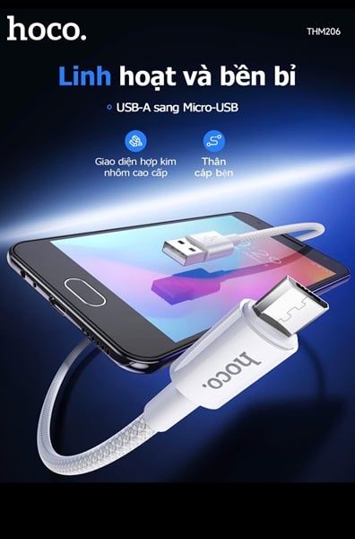 Cáp Sạc USB.MICRO - Hoco THM206 - Dù 1m