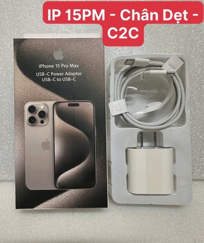Sạc Bộ C2C : Iphone 15 Pro Max - C to C / IP 15PM - Cáp Dù + Chân Dẹt (sl10-1/20-2/50-4)